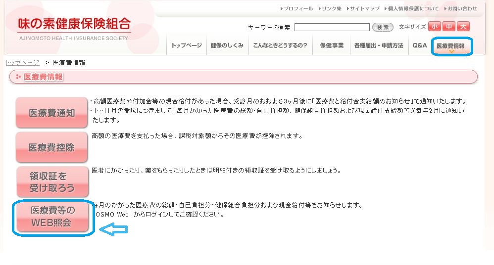 医療費のWEB照会
