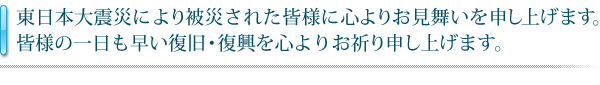 東日本大震災により被災された皆様に心よりお見舞いを申し上げます。