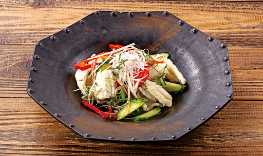 「いかと夏野菜の香味あえ」