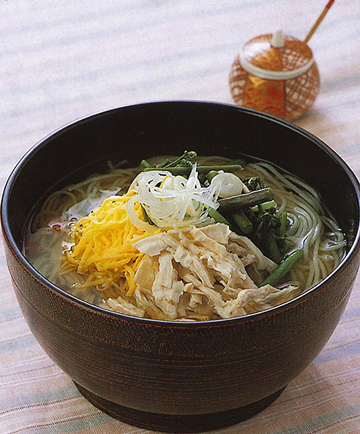 山菜と鶏のにゅうめん